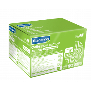 Colle parquet Blanchon AB 1300, adhésif hybride polymère, 25 kg, pour larges courants, certifié A+.