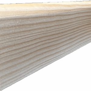 Lambris bois clair texturé, type pin, affichant un veinage prononcé et un profil d'assemblage (rainure ou feuillure) pour revêtement intérieur.